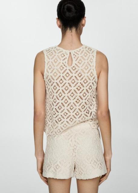 ODM Sleeveless Casual Summer Chic Crochet Tank Top and Matching Shorts Set
