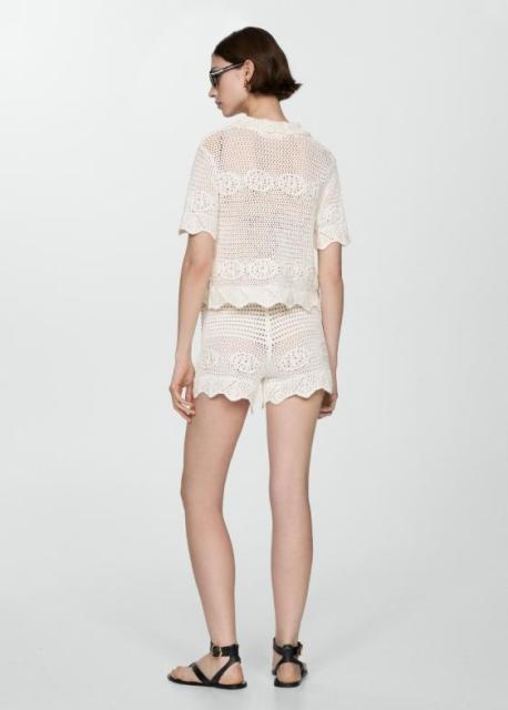 Custom Women's Crochet Two-Piece Summer Set – Button-Front Top and Drawstring Shorts