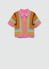 Custom Colorful Striped Crochet Drawstring Waist Summer Outfit Polo suit