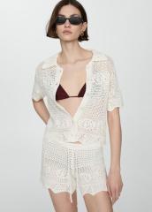 Custom Women's Crochet Two-Piece Summer Set – Button-Front Top and Drawstring Shorts