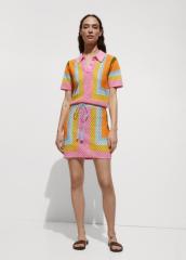 Custom Colorful Striped Crochet Drawstring Waist Summer Outfit Polo suit