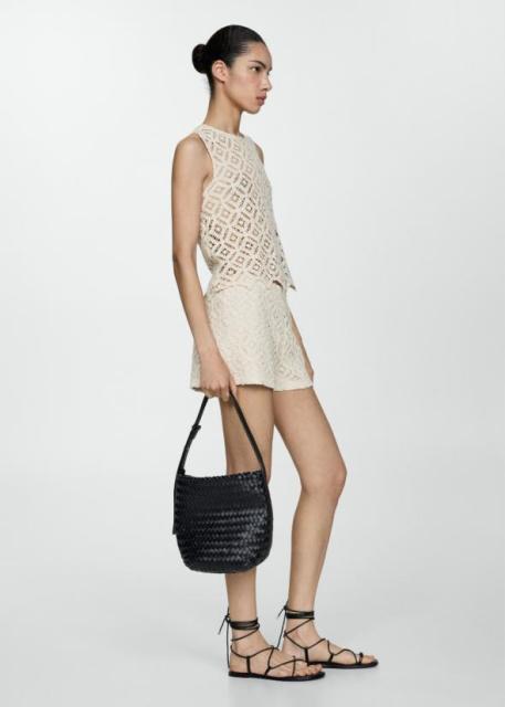 ODM Sleeveless Casual Summer Chic Crochet Tank Top and Matching Shorts Set