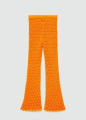 Custom High-Waisted Flared Vibrant Orange Crochet Beach Pants