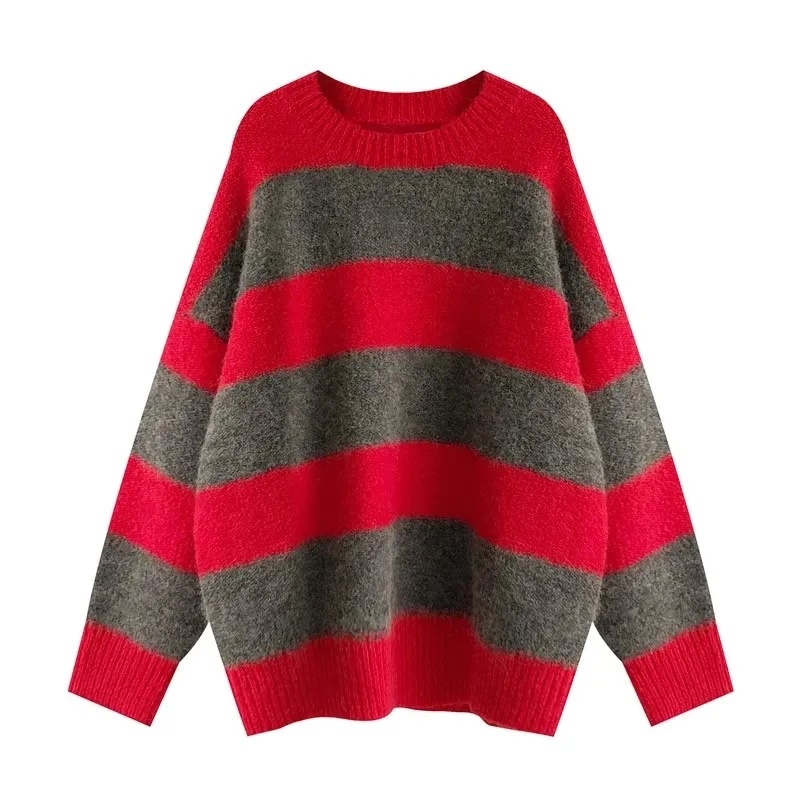 OEM Women's Oversized Striped Casual Chic Comfort Sweater