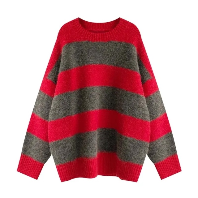 OEM Women's Oversized Striped Casual Chic Comfort Sweater