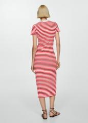 ODM Striped Knit Midi Dress – Button-Front Short-Sleeve Summer Dress