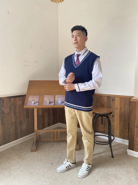 Custom Men’s Navy V-Neck Sweater Vest