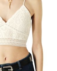 Customize Customize Ivory Lace Boho Crochet-Inspired Summer Top