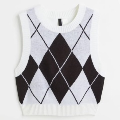 ODM Girls’ Argyle Pastel Pink, Blue, and White Knit Sweater Vest Uniform