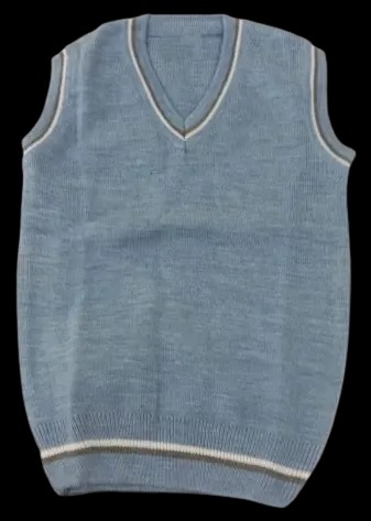 Custom Children’s Red V-Neck with White and Navy Trim Knit Sweater Vest