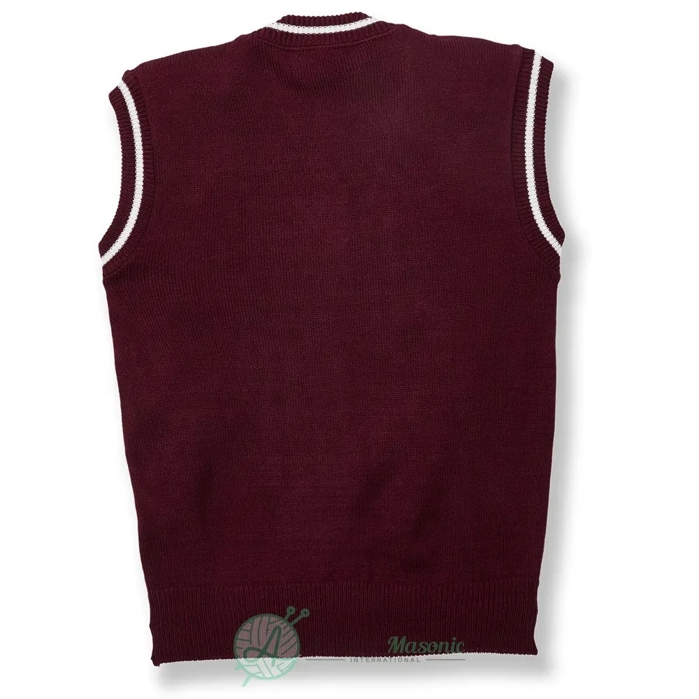 Custom Men’s Classic Maroon with White Trim V-Neck Sweater Vest uniform