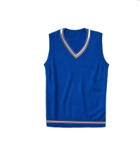 Custom Children’s Red V-Neck with White and Navy Trim Knit Sweater Vest
