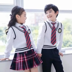 Custom Girls' Classic School Uniform White Knit V-Neck Sweater Vest