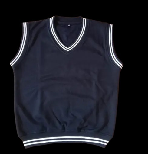 Custom Children’s Red V-Neck with White and Navy Trim Knit Sweater Vest