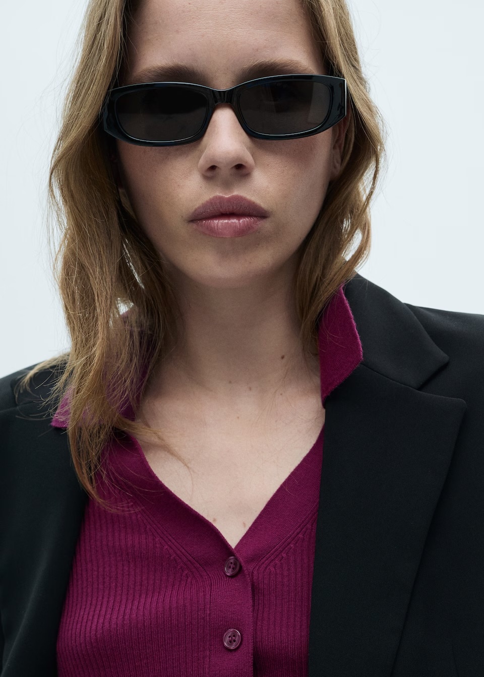 Factory Women's Ribbed Button-Up Plum Purple Cardigan