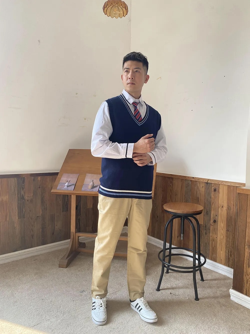 Custom Men’s Navy V-Neck Sweater Vest