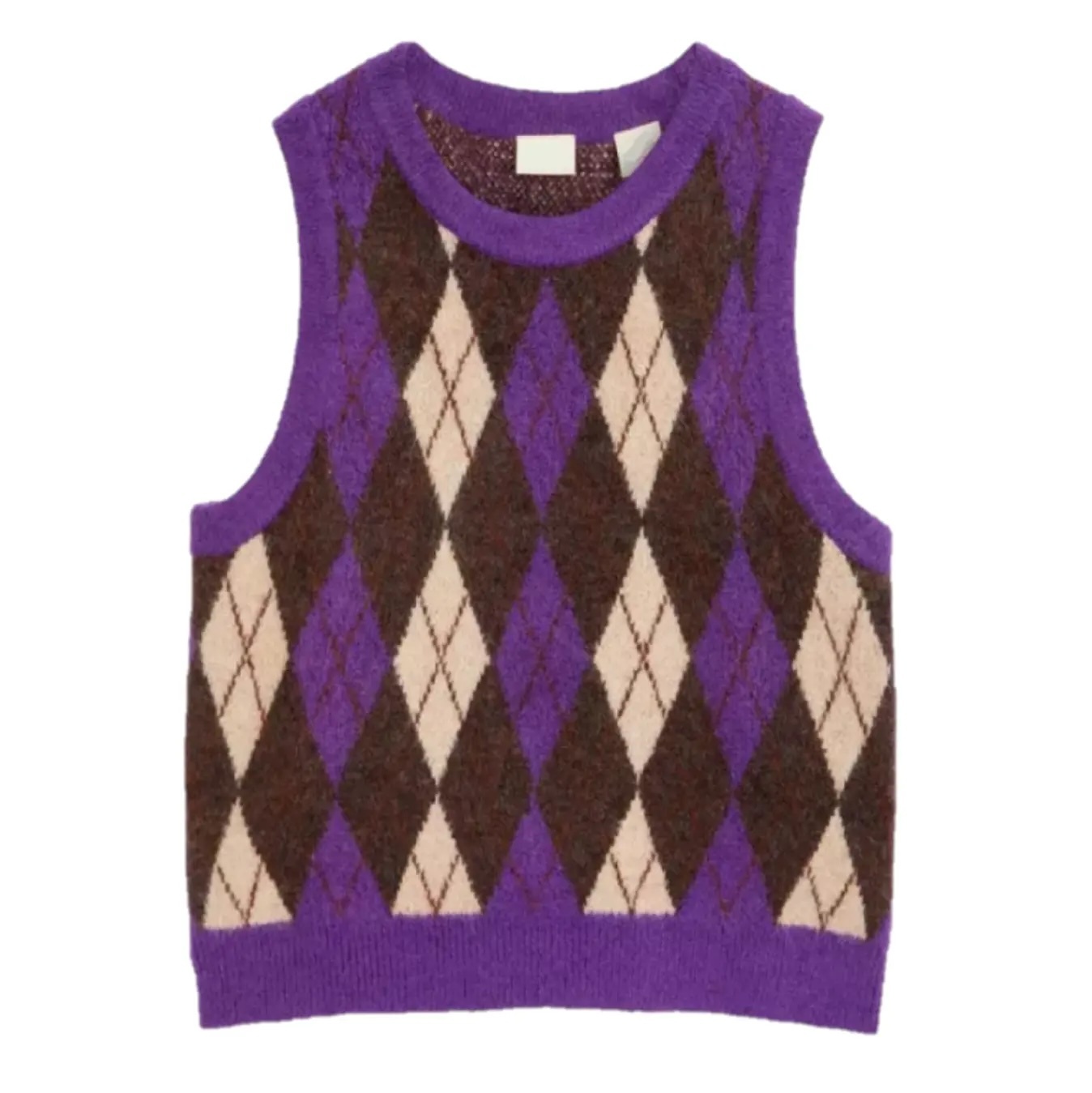 ODM Girls’ Argyle Pastel Pink, Blue, and White Knit Sweater Vest Uniform
