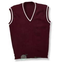 Custom Men’s Classic Maroon with White Trim V-Neck Sweater Vest uniform