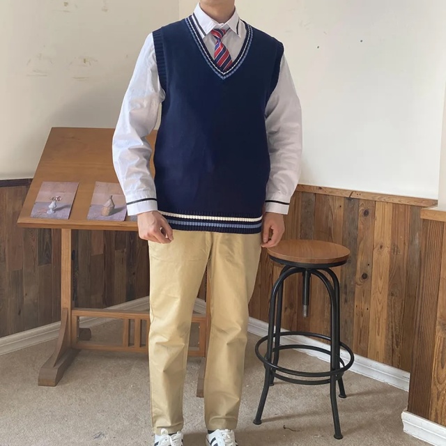 Custom Men’s Navy V-Neck Sweater Vest