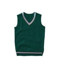 Custom Children’s Red V-Neck with White and Navy Trim Knit Sweater Vest