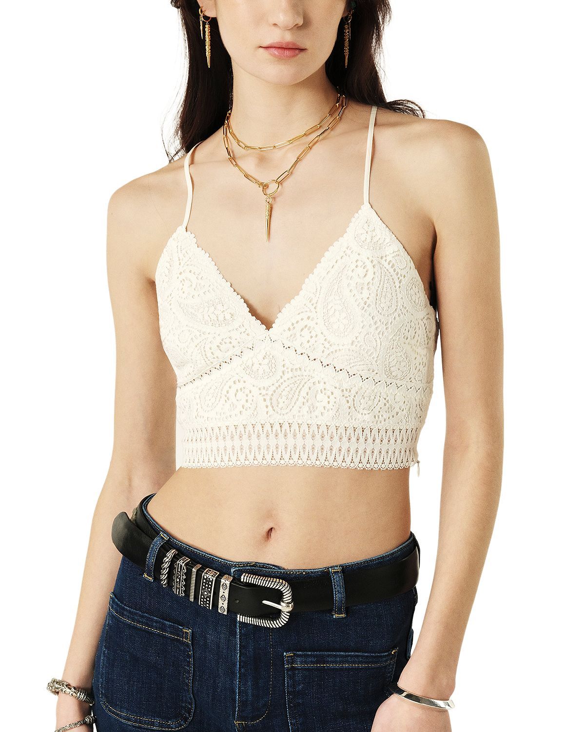 Customize Customize Ivory Lace Boho Crochet-Inspired Summer Top