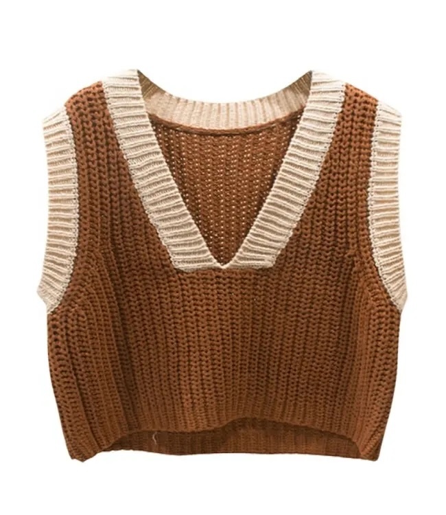 Customize Unisex Cream with Red and Black Trim Classic V-Neck Sweater Vest uniform