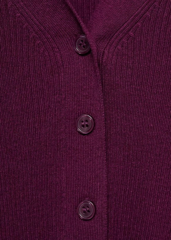 Factory Women's Ribbed Button-Up Plum Purple Cardigan