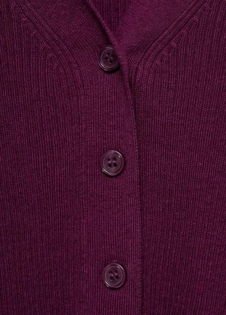 Factory Women's Ribbed Button-Up Plum Purple Cardigan