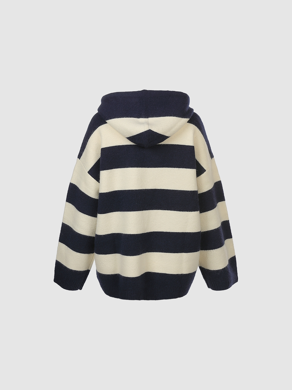 OEM Women's Striped Knit Hooded Sweater