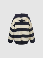 OEM Women's Striped Knit Hooded Sweater