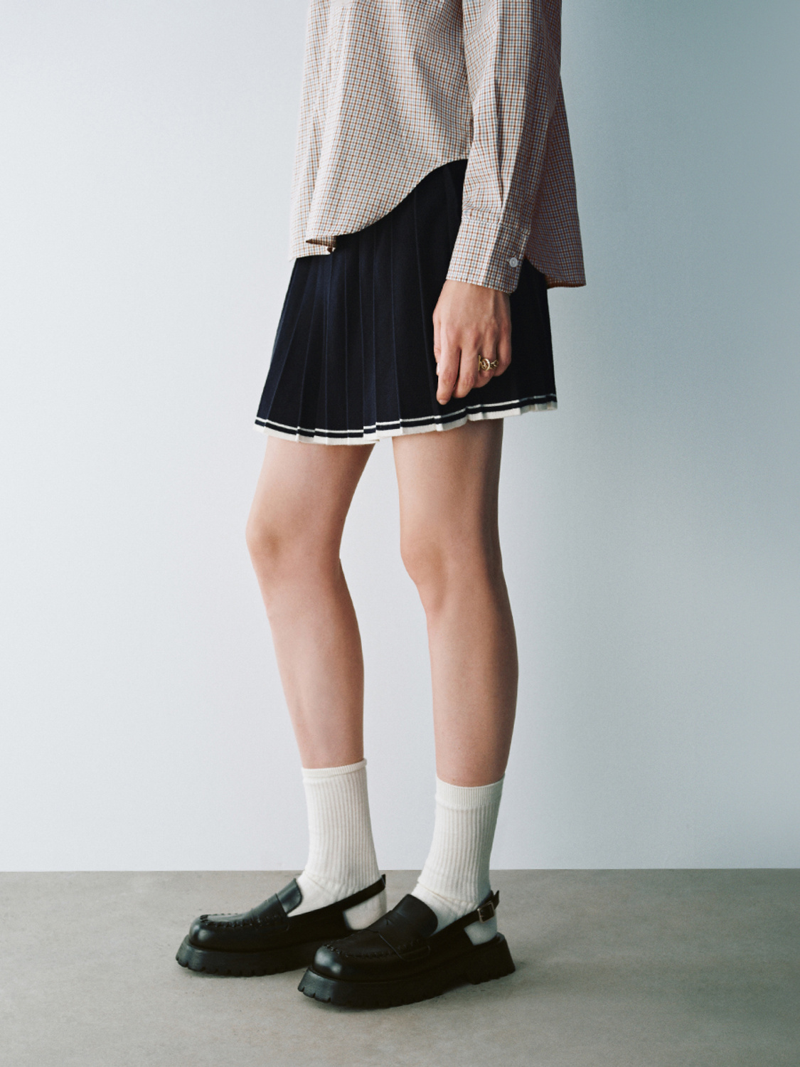 Custom Women's Pleated Mini Skirt with Contrast Hem