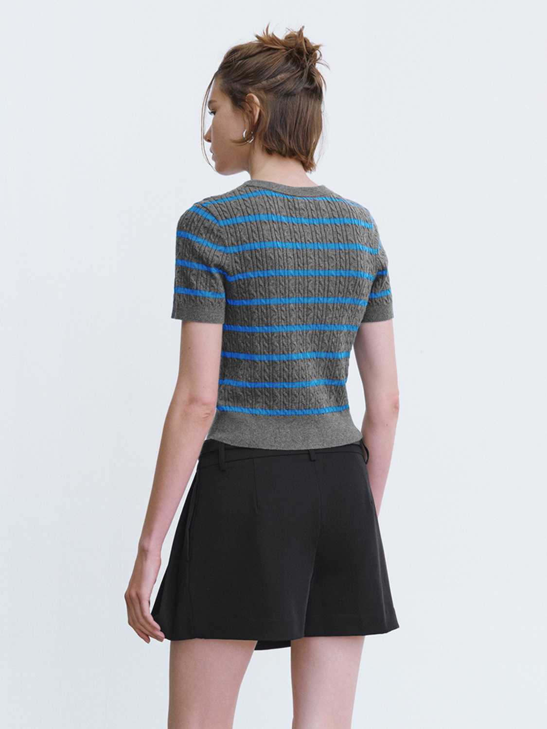 Custom Women's Striped Cable-Knit Cropped Sweater