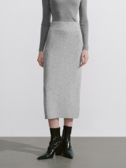 OEM Women's Classic Knit Midi Skirt in Dark Grey