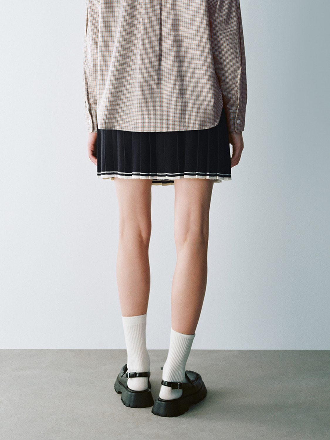 Custom Women's Pleated Mini Skirt with Contrast Hem