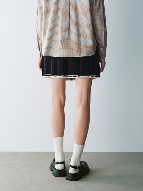 Custom Women's Pleated Mini Skirt with Contrast Hem