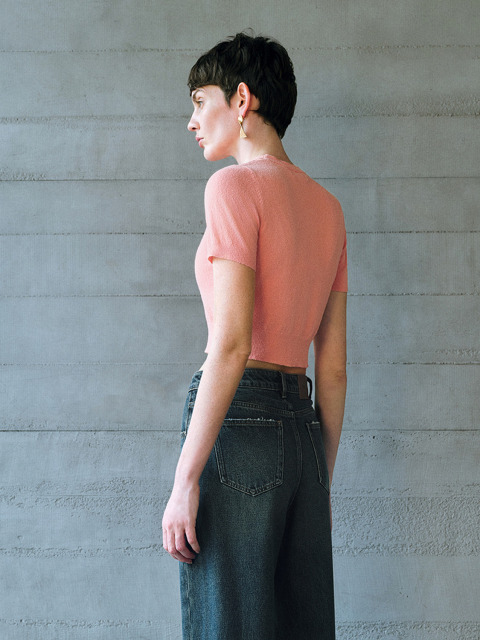 Custom Women's Ribbed Cropped T-Shirt in Coral