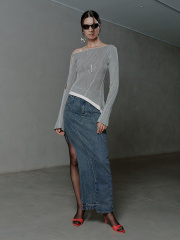 OEM Women's Asymmetrical Cut-Out Ribbed Top