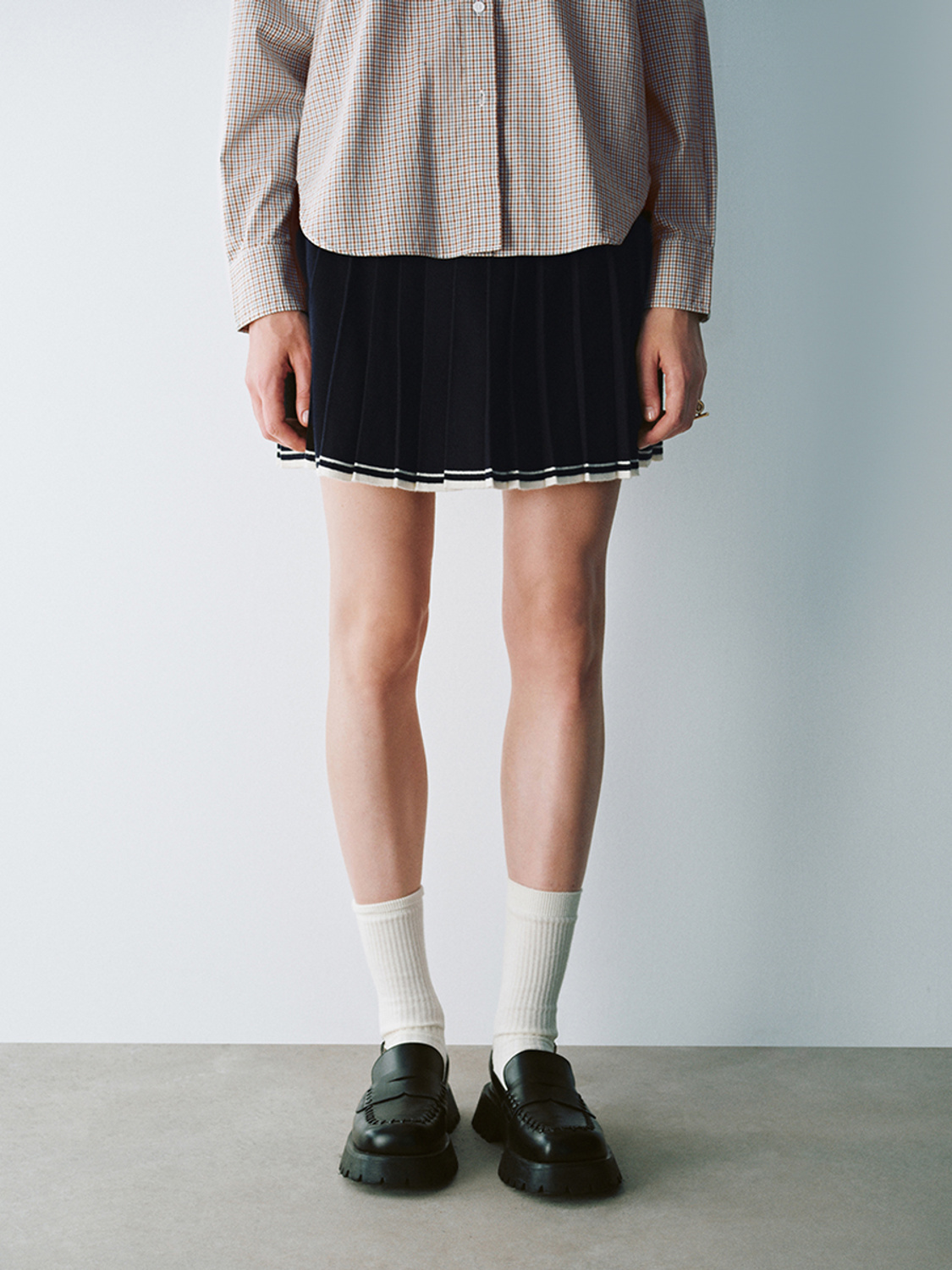 Custom Women's Pleated Mini Skirt with Contrast Hem