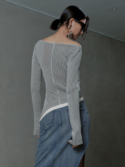 OEM Women's Asymmetrical Cut-Out Ribbed Top
