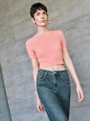 Custom Women's Ribbed Cropped T-Shirt in Coral