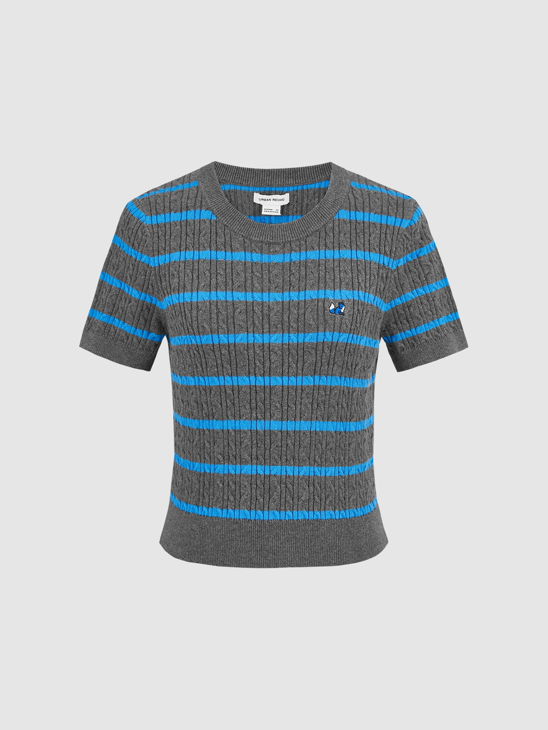 Custom Women's Striped Cable-Knit Cropped Sweater