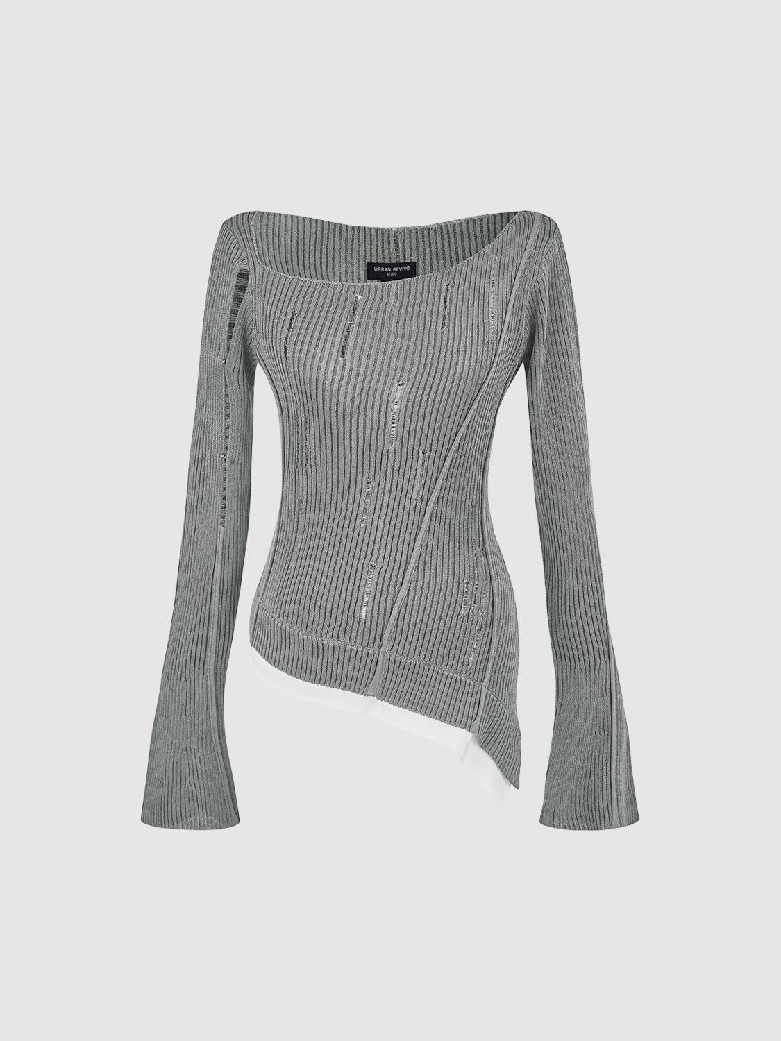OEM Women's Asymmetrical Cut-Out Ribbed Top