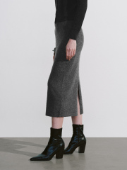OEM Women's Classic Knit Midi Skirt in Dark Grey