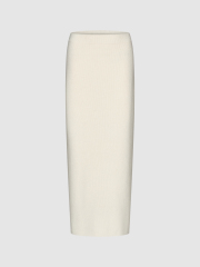 Factory Women's Ribbed Knit Sweater and Maxi Skirt Set in Cream