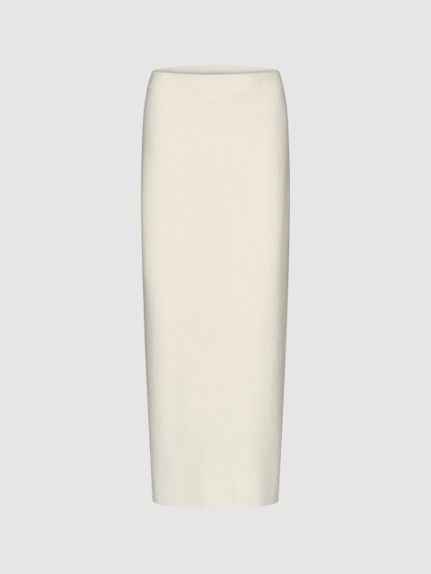Factory Women's Ribbed Knit Sweater and Maxi Skirt Set in Cream