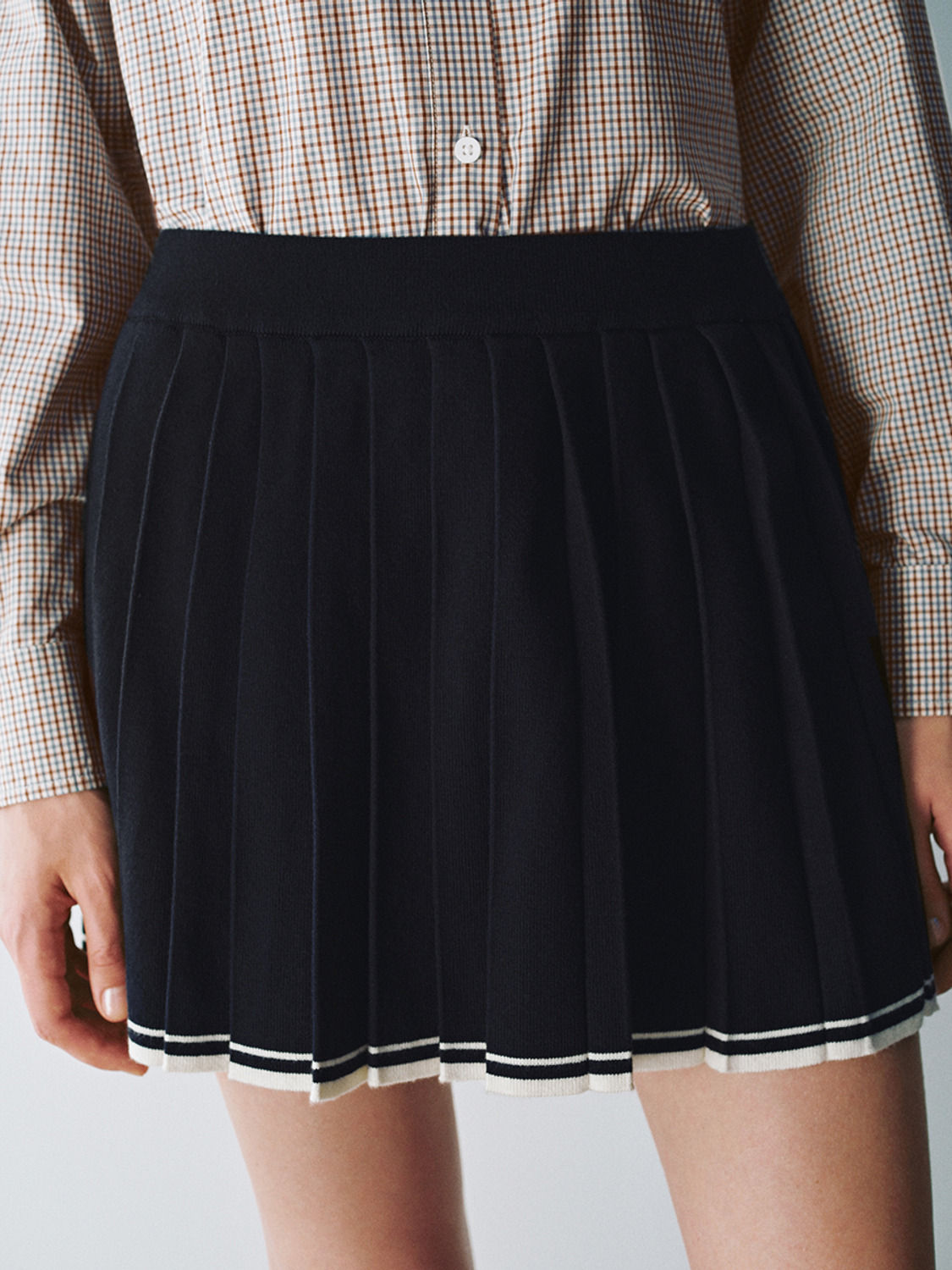 Custom Women's Pleated Mini Skirt with Contrast Hem