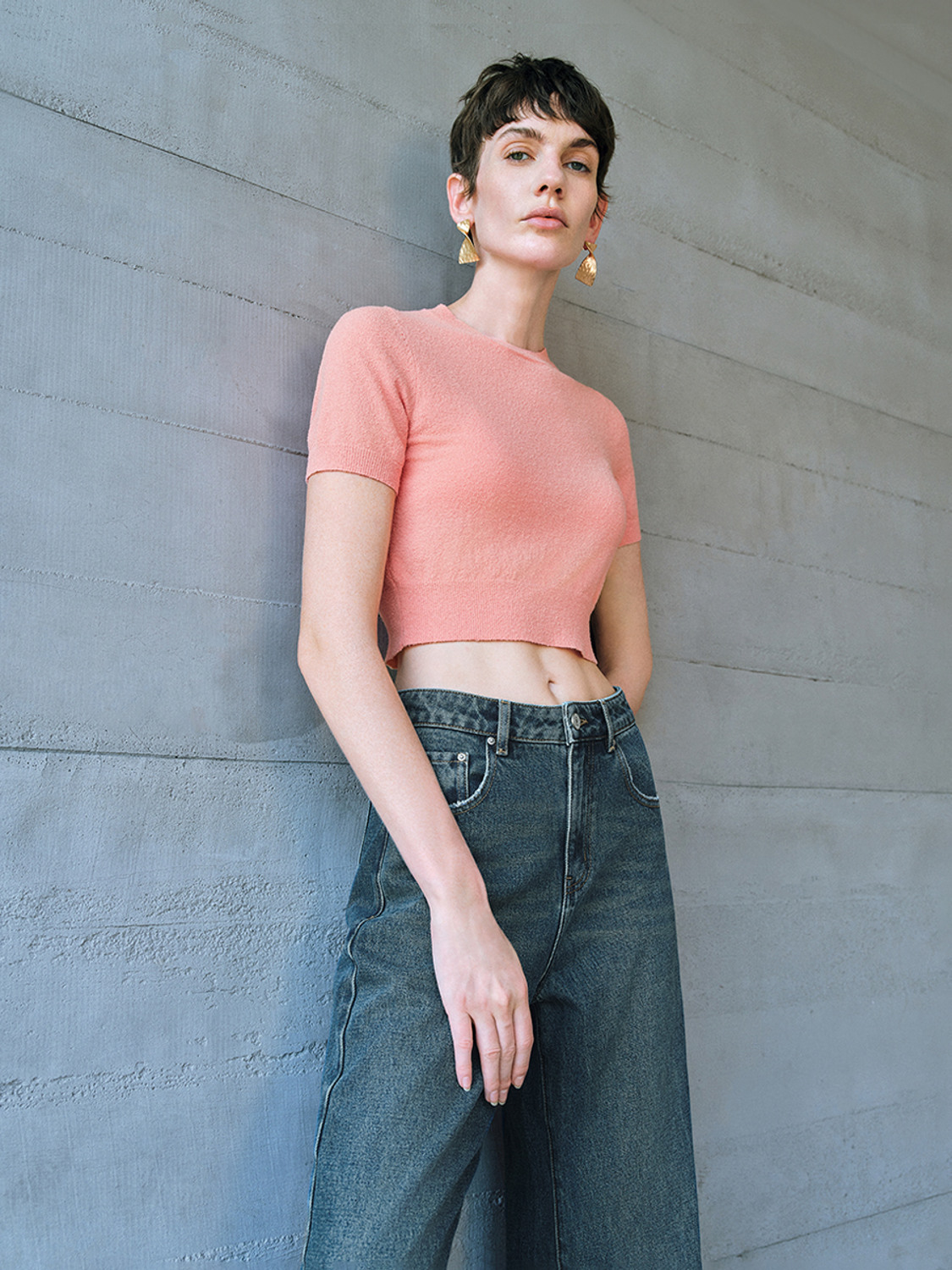 Custom Women's Ribbed Cropped T-Shirt in Coral