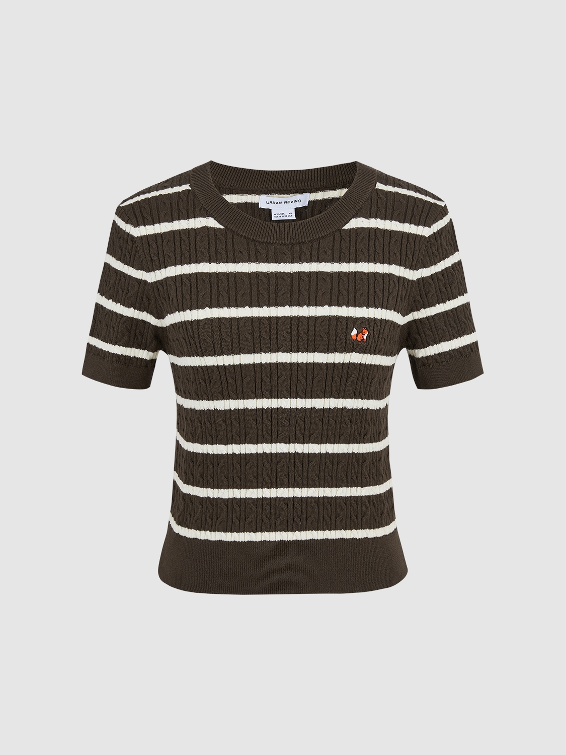 Custom Women's Striped Cable-Knit Cropped Sweater