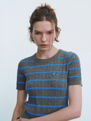 Custom Women's Striped Cable-Knit Cropped Sweater