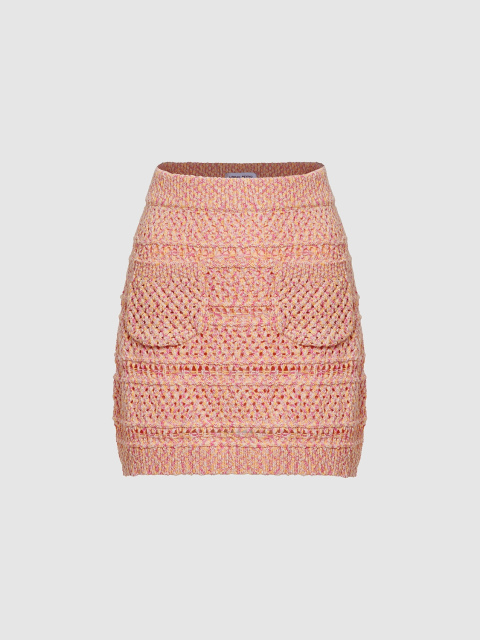 OEM Women's Knitted Textured Mini Skirt in Pink